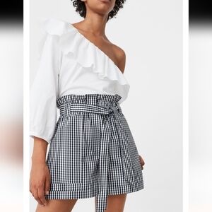 Mango Vichy women's paperbag belted shorts size XS